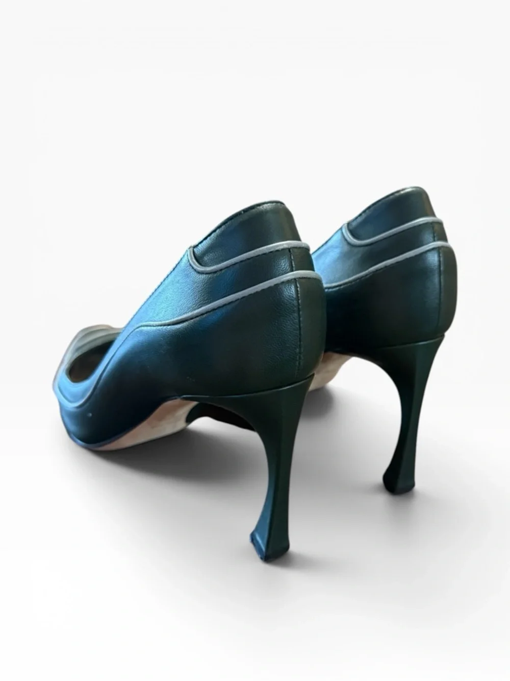 Christian Dior Chromatic  Green Leather Curved Stiletto Pumps EU 38.5 US 8.5